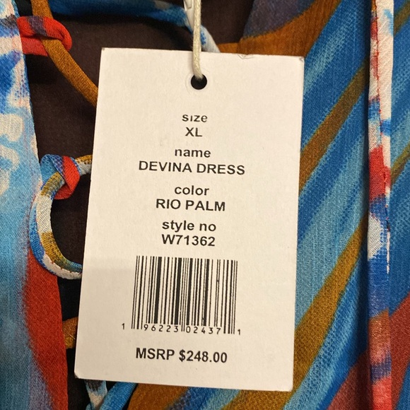 NWT flawed Walter Baker Devina Dress, Size XL Color Rio Palm - Picture 6 of 13